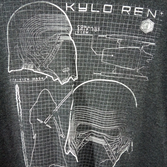 Star Wars Kylo Ren Mask Schematics T-Shirt Fifth Sun Gray 2XL Men's Tee Cotton - Picture 4 of 5
